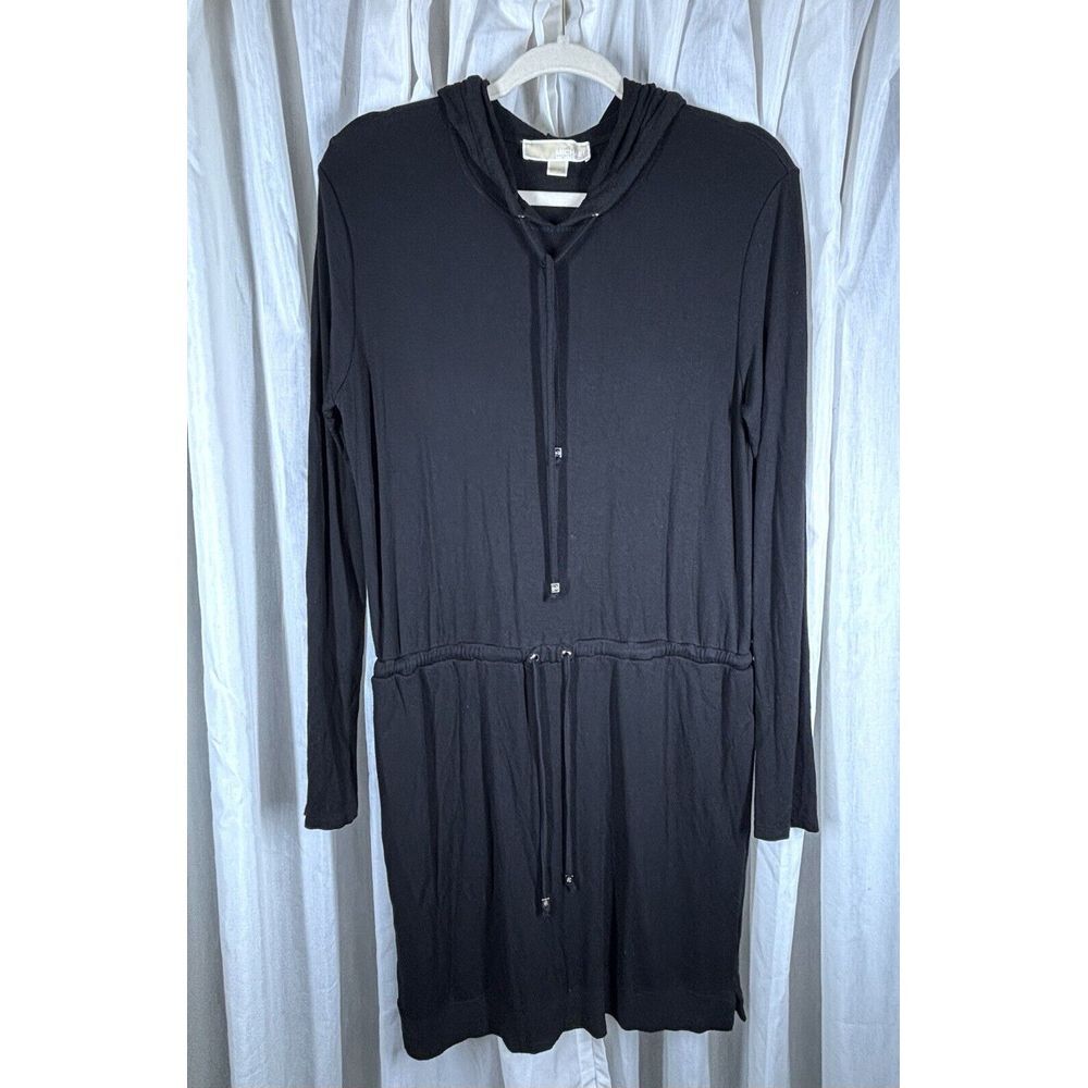 MICHAEL KORS Womens Large Basics Hooded Dress Lounge Tie Waist Long Sleeves EUC